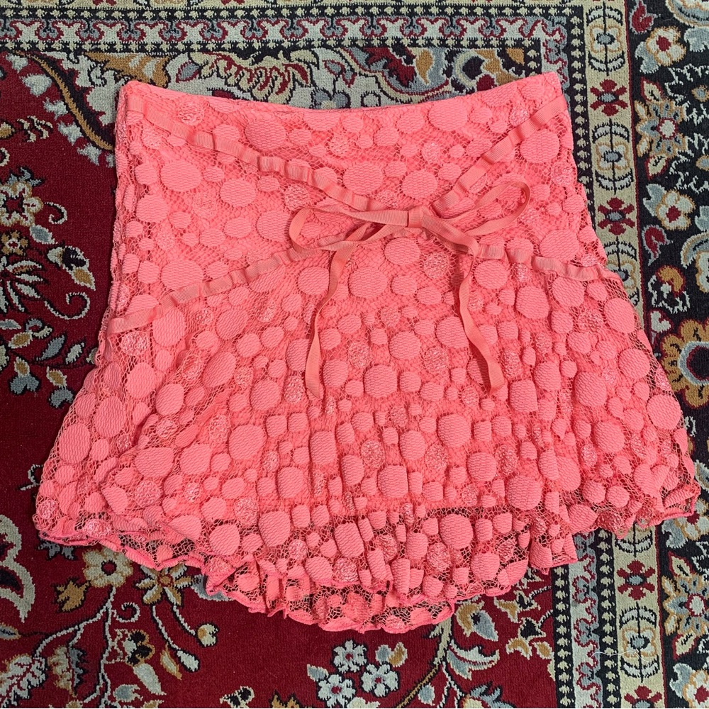 Y2K Hot Sauce Pink Polka Dot Lace Skirt 💗